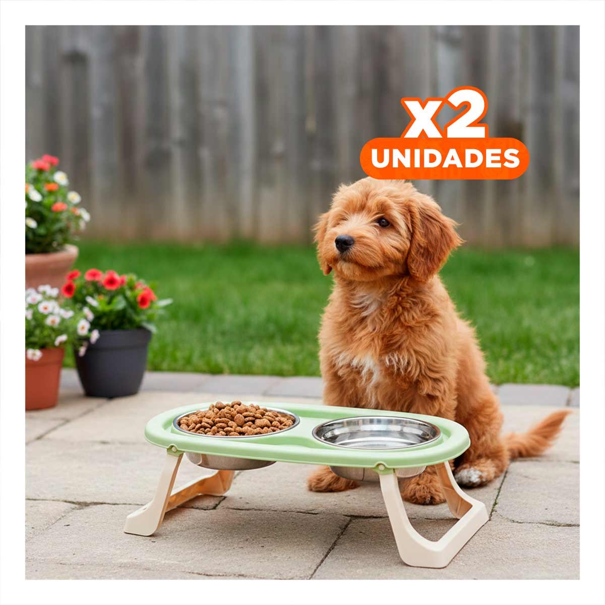 PACK2 PLATO ELEVADO DOBLE EN COLOR VERDE Y PLEGABLE CON BASE DESMONTABLE Y+REGALO STICKER - 1