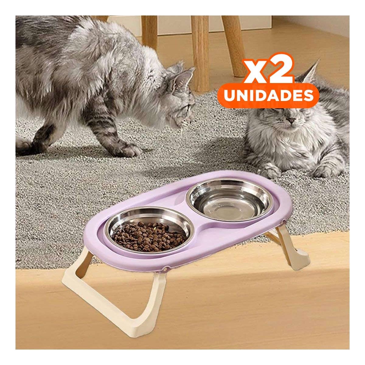 PACK2 PLATO ELEVADO DOBLE EN COLOR LILA Y PLEGABLE CON BASE DESMONTABLE Y+REGALO STICKER - 1