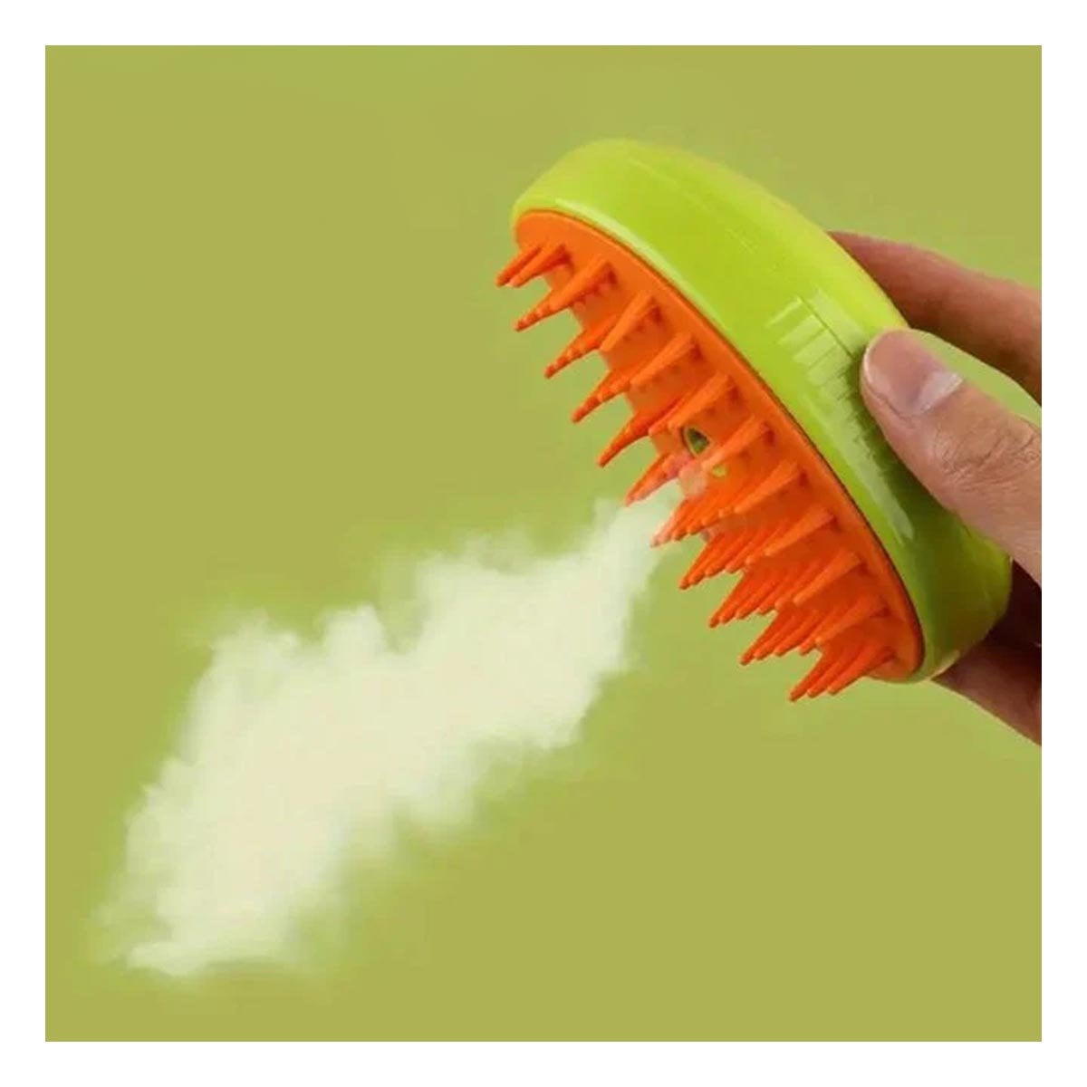 PACK2 CEPILLO EN COLOR NARANJA Y VERDE CON VAPOR PARA LIMPIEZA DE MASCOTAS - 2
