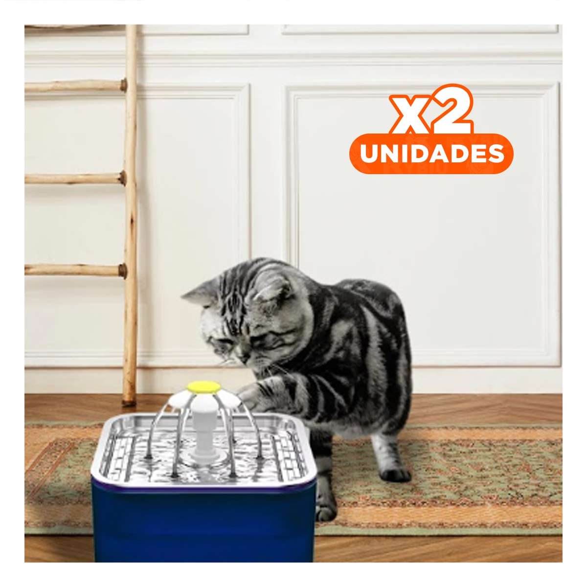 PACK2 FUENTE Y AZUL DE MATERIAL DE ACERO INOXIDABLE AGUA Y BORDES CUADRADOS Y+REGALO STICKER - 1