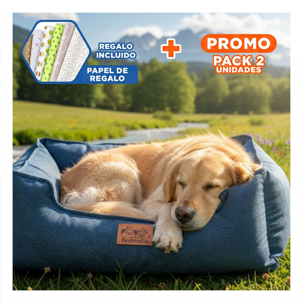 PACK2 BASE EN COLOR COMPLETO DE AZUL LABRADO PARA MASCOTAS Y DE TALLA S Y+PAPEL REGALO - 1