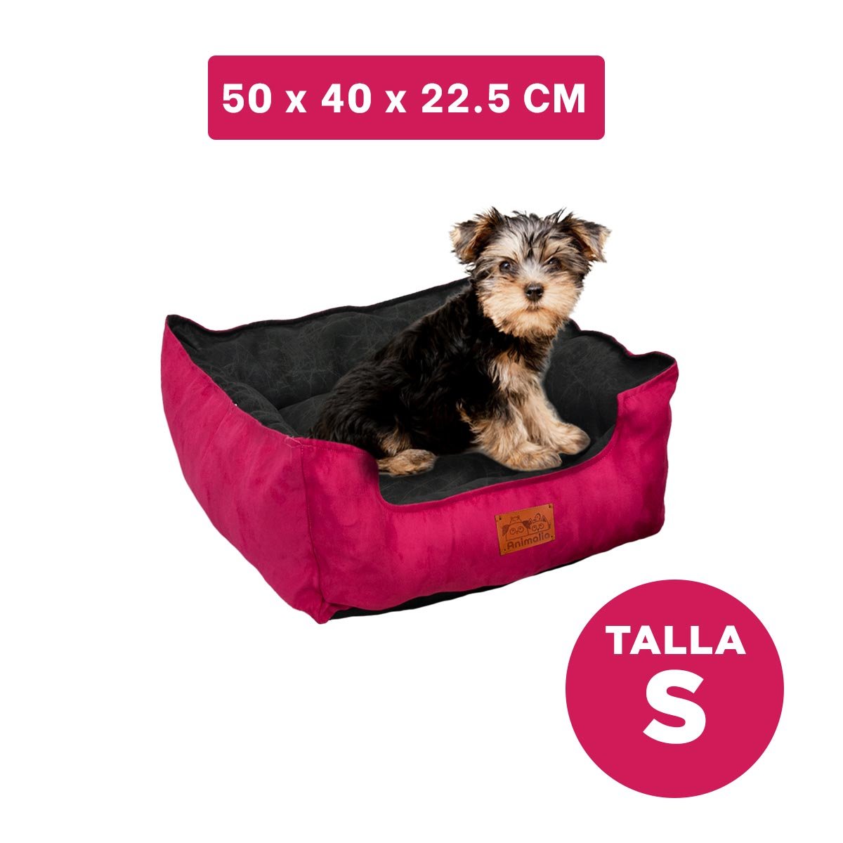 PACK2 LECHO FUCSIA PARA PERRO TALLA S CON CENTRO NEGRO Y+PAPEL REGALO - 4