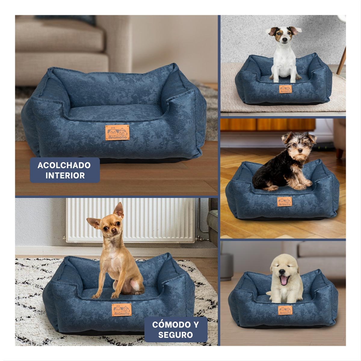 PACK4 NIDO EN COLOR COMPLETO DE AZUL LABRADO DE TALLA S PARA MASCOTAS Y+REGALO STICKER - 2
