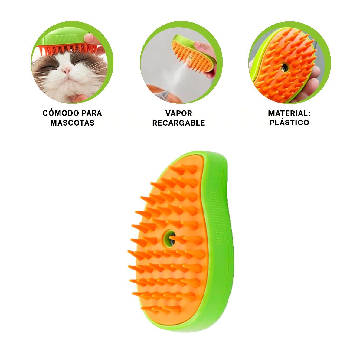 BROCHA EN COLOR VERDE Y NARANJA CON SISTEMA DE VAPOR Y ASEO RAPIDO - 3