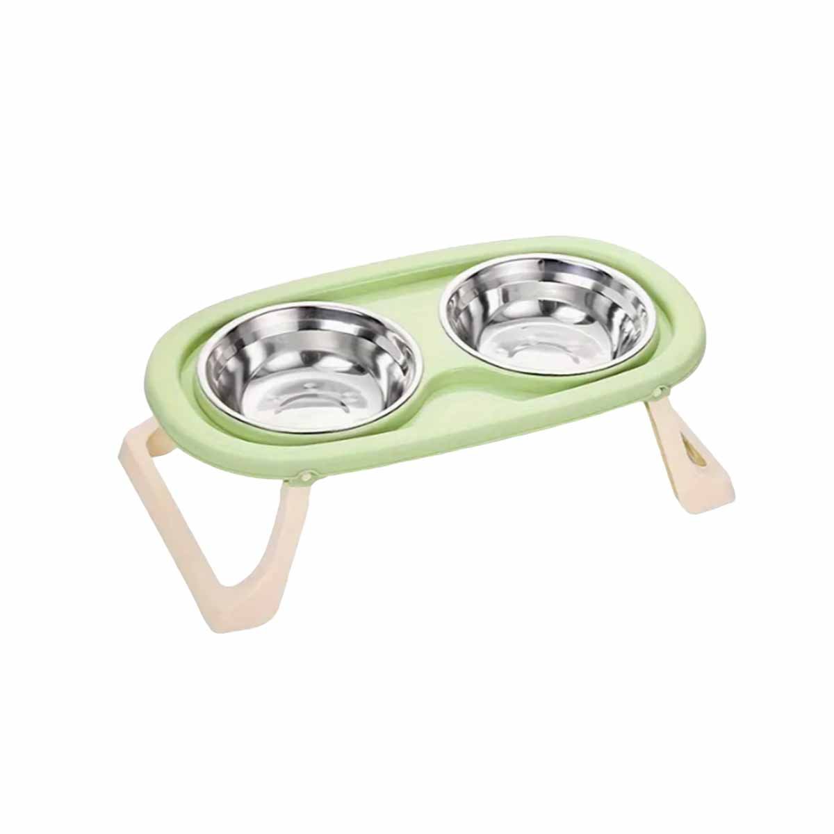COMEDERO ELEVADO EN COLOR VERDE PLEGABLE DOBLE Y DESMONTABLE INTEGRADO Y+PAPEL REGALO - 1