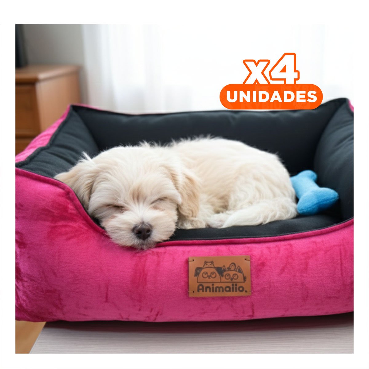 PACK4 BASE FUCSIA PARA PERRO TALLA S CON CENTRO NEGRO - 1