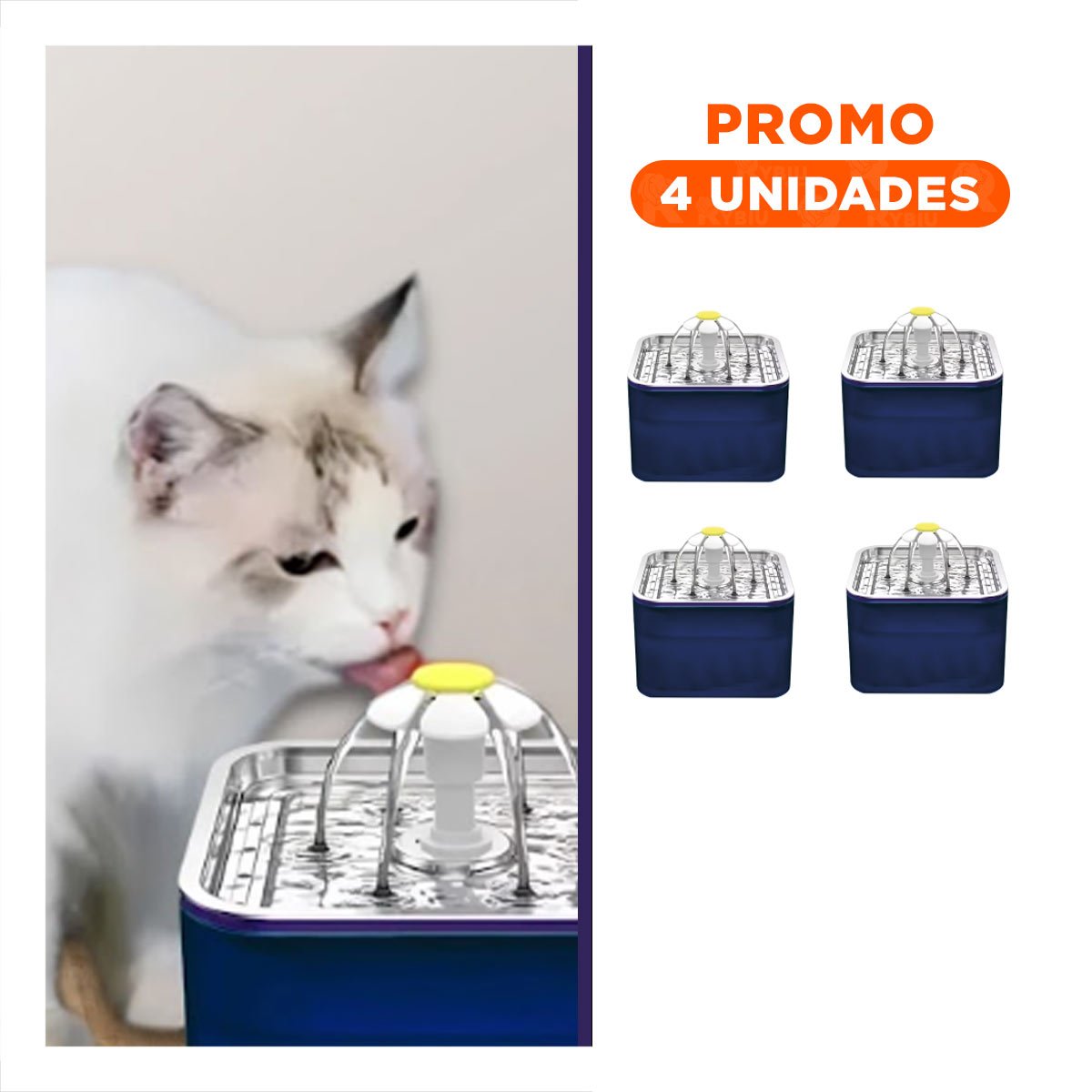 PACK4 FUENTE AZUL CON DE MATERIAL DE ACERO INOXIDABLE Y AGUA COMODA Y+REGALO STICKER - 1