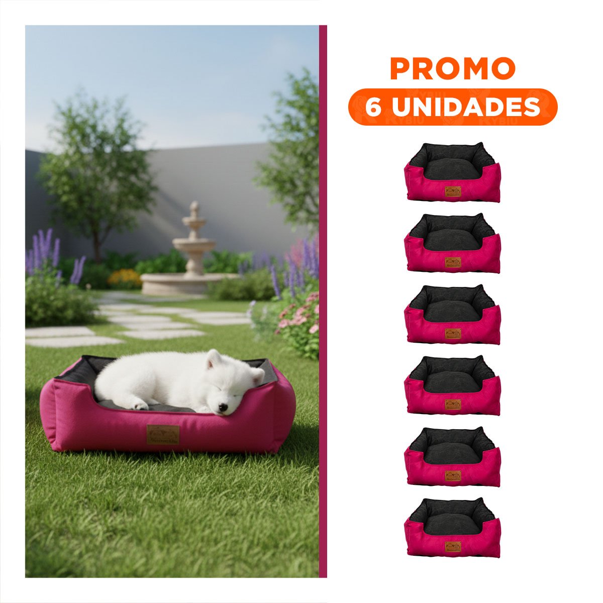 PACK6 SUPERFICIE FUCSIA PARA PERRO TALLA S CON CENTRO NEGRO - 1