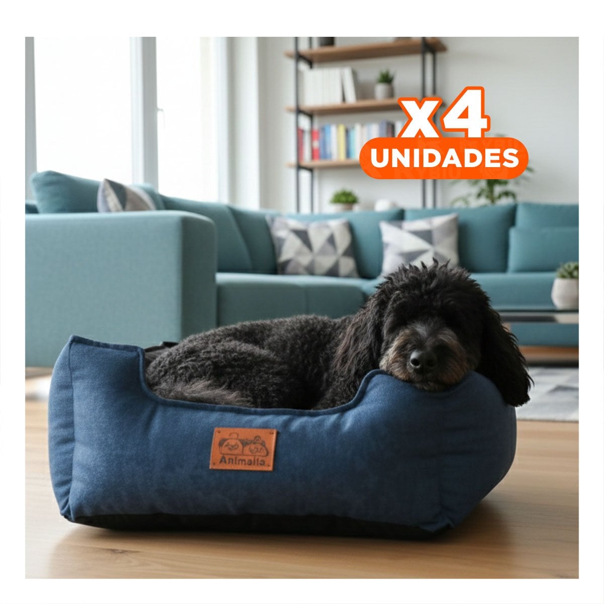 PACK4 NIDO DE TALLA S EN COLOR AZUL LABRADO Y CENTRO NEGRO PARA MASCOTAS INTEGRADO - 1