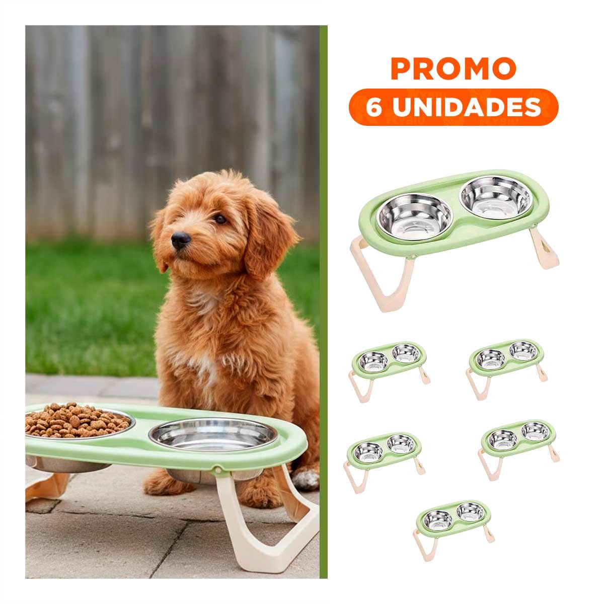 PACK6 RECIPIENTE DOBLE EN COLOR VERDE ELEVADO PLEGABLE Y DESMONTABLE INTEGRADO - 1