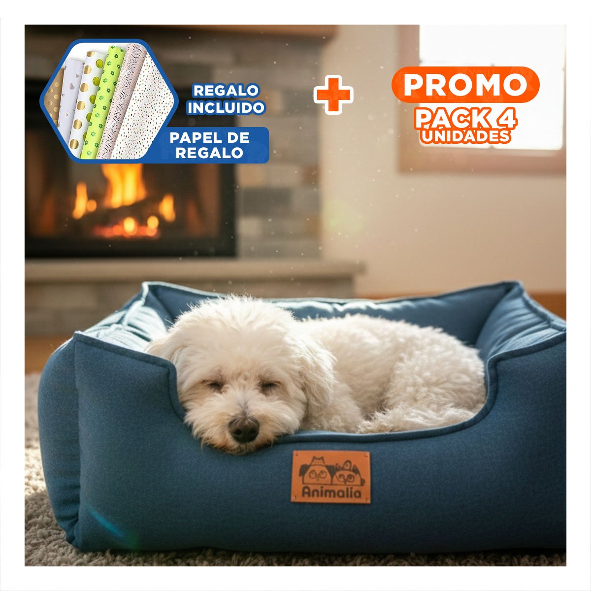 PACK4 NIDO PARA MASCOTAS Y EN COLOR COMPLETO DE AZUL LABRADO DE TALLA S COMODO Y+PAPEL REGALO - 1