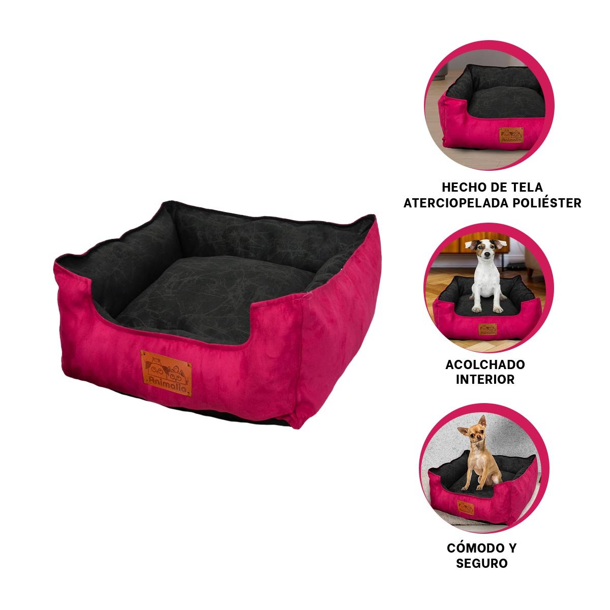 ESTRUCTURA ACOLCHADA PARA PERRO TALLA S FUCSIA CENTRO NEGRO - 3