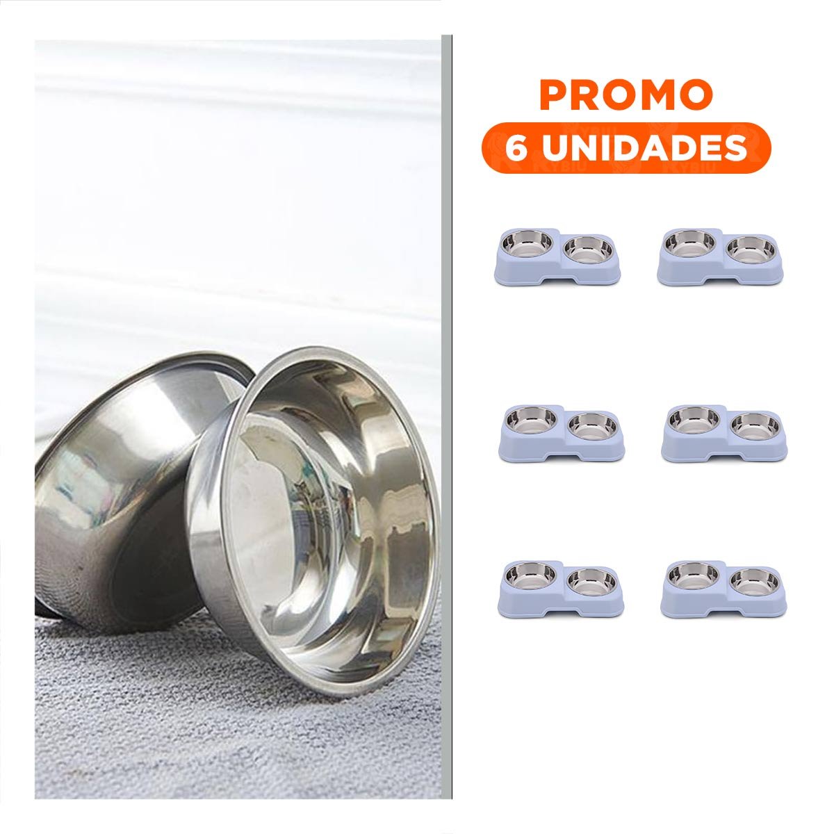 PACK6 RECIPIENTE EN COLOR AZUL CON DOBLE PLATOS DESMONTABLES Y DOS NIVELES COMODO - 1