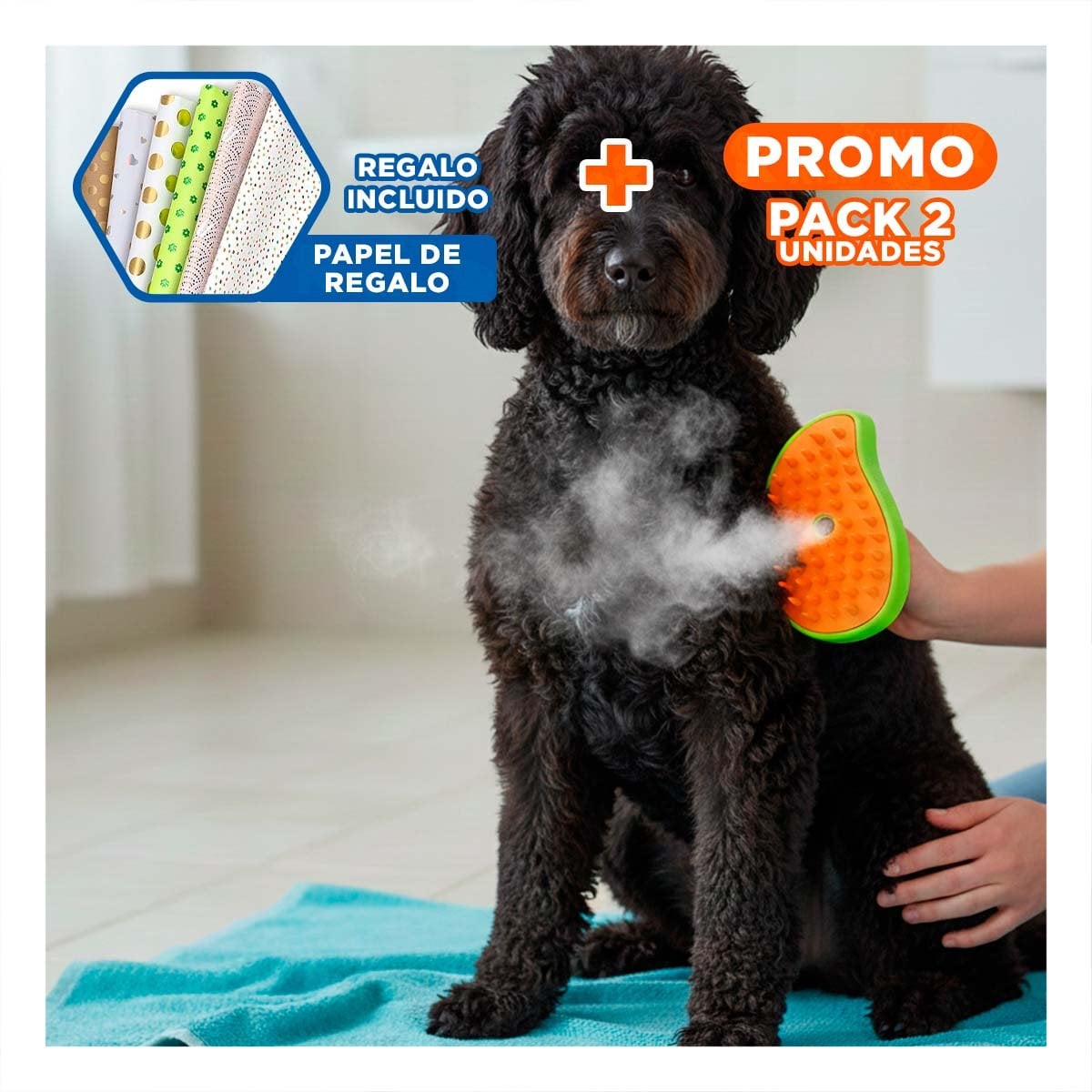 PACK2 CEPILLO EN COLOR VERDE Y NARANJA CON FUNCION DE VAPOR Y COMODIDAD EN ASEO Y+PAPEL REGALO - 1