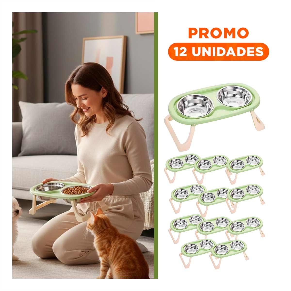 PACK12 BANDEJA DESMONTABLE EN COLOR VERDE DOBLE Y ELEVADA PLEGABLE Y+REGALO STICKER - 1