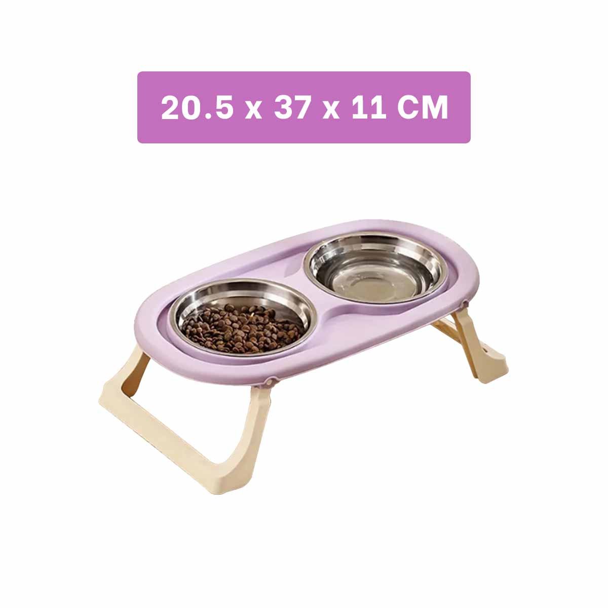 COMEDERO PLEGABLE EN COLOR LILA ELEVADO DOBLE Y DESMONTABLE FACIL Y+LIGAS REGALO - 4