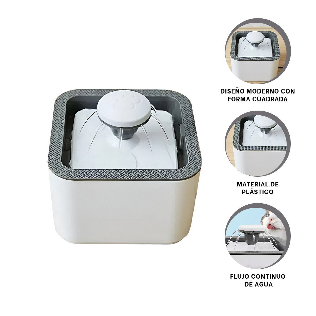 DISPENSADOR CON AGUA FORMA DE HUELLITA Y COLOR DE COLOR BLANCO Y PLOMO CUADRADO - 3