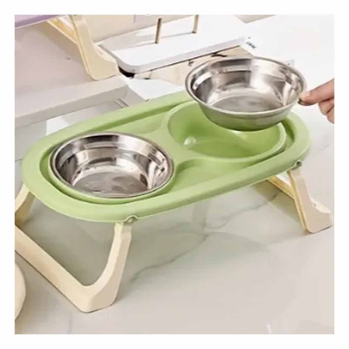 COMEDERO EN COLOR VERDE ELEVADO DOBLE PLEGABLE Y DESMONTABLE COMODO Y+POST IT - 3