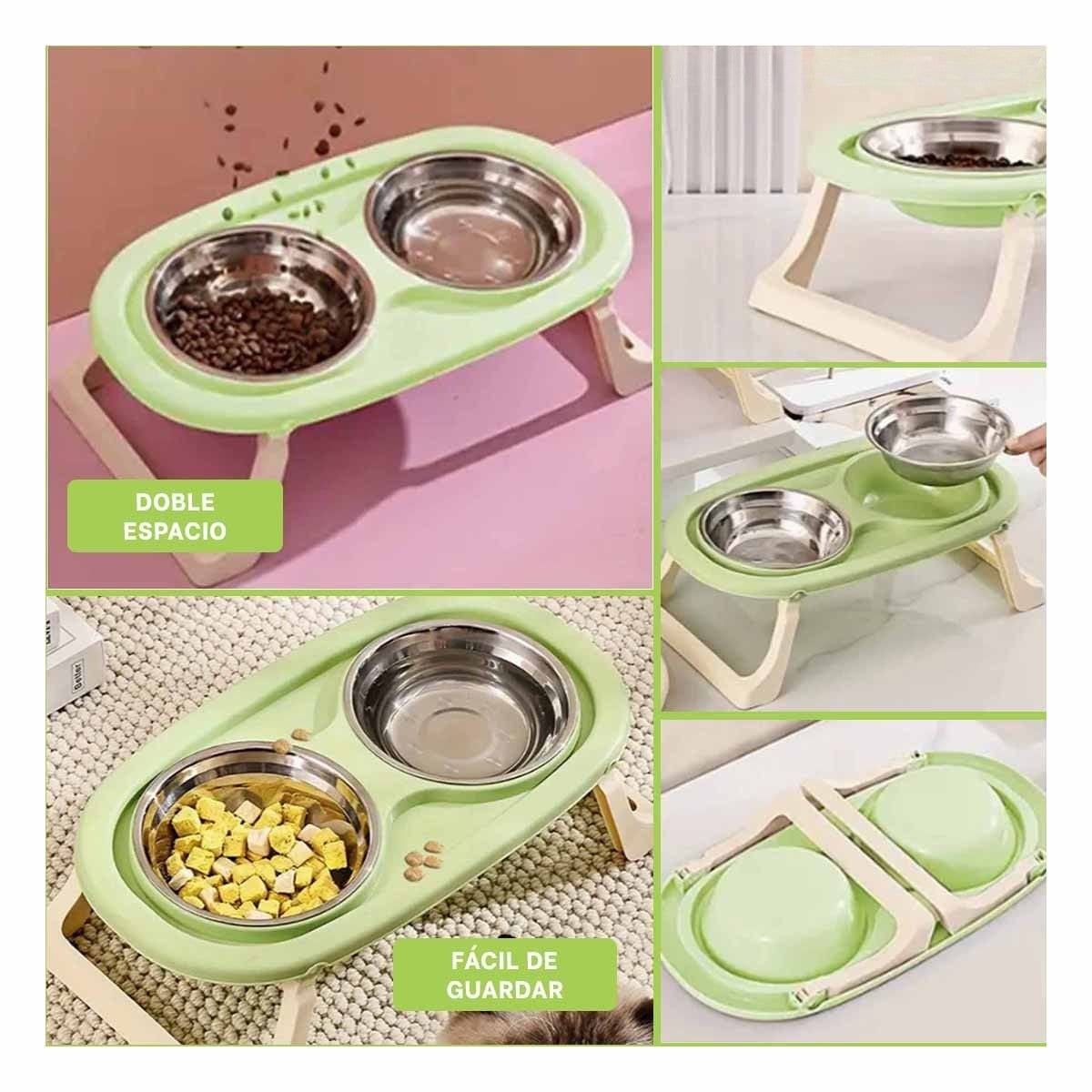 COMEDERO EN COLOR VERDE ELEVADO DOBLE PLEGABLE Y DESMONTABLE COMODO Y+POST IT - 5