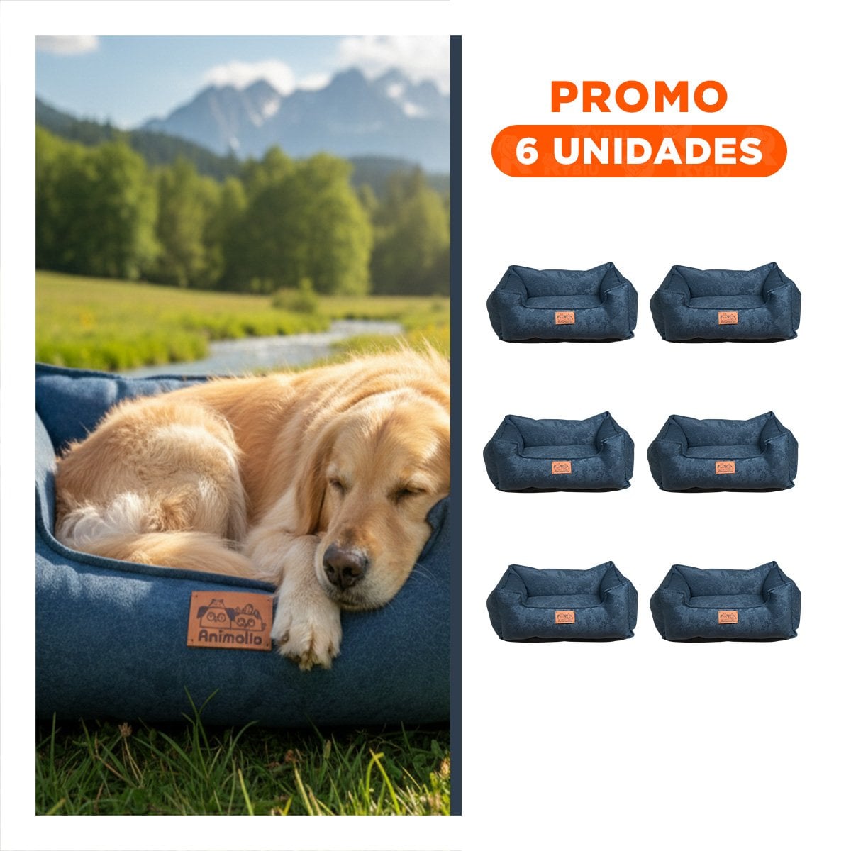 PACK6 CAMA DE TALLA S EN COLOR COMPLETO DE AZUL LABRADO PARA MASCOTAS COMODA PARA MASCOTAS - 1