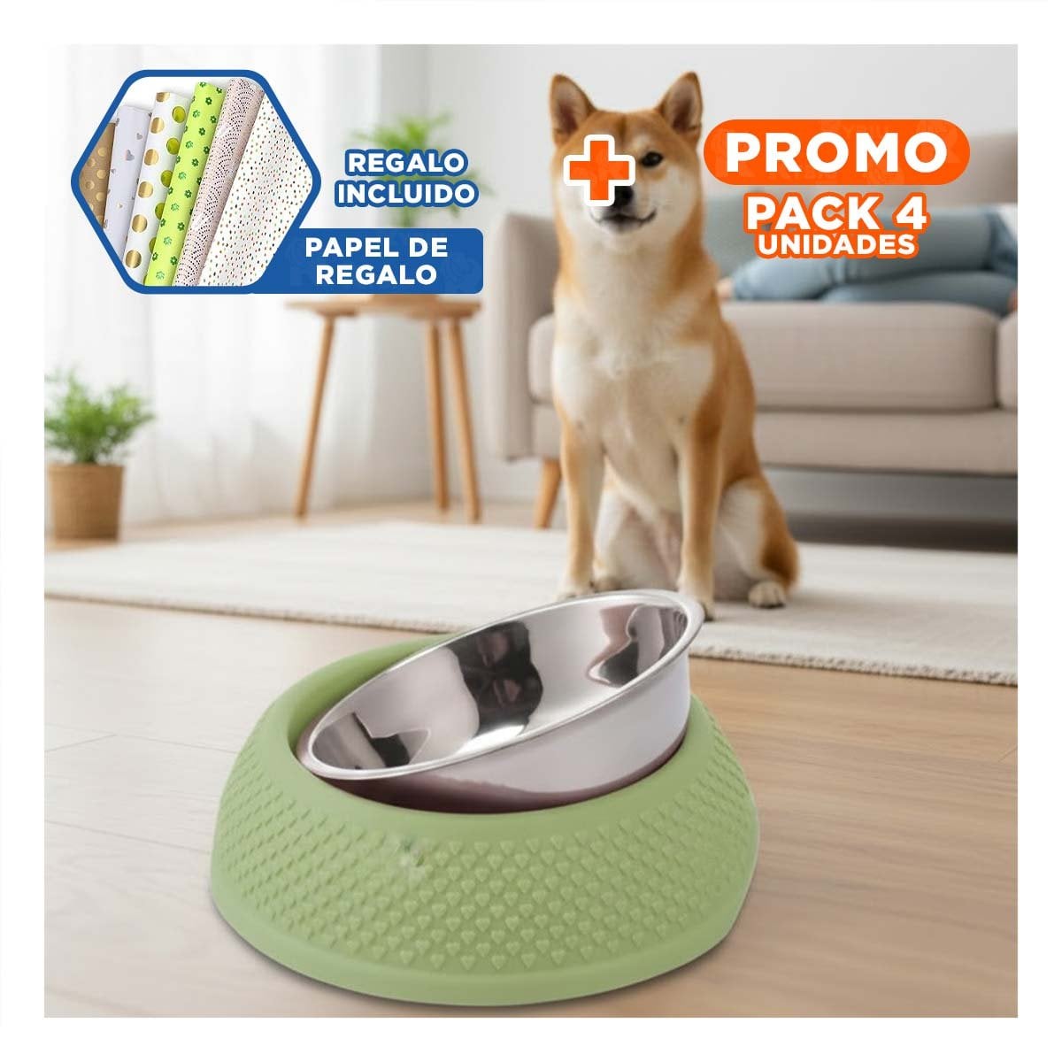 PACK4 PLATO VERDE PASTEL DESMONTABLE DE ACERO CON CORAZONES EN RELIEVE COMODO Y+PAPEL REGALO - 1