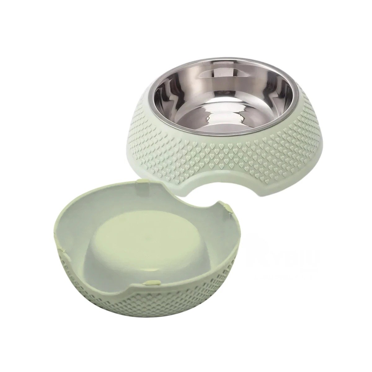 PACK4 PLATO VERDE PASTEL DESMONTABLE DE ACERO CON CORAZONES EN RELIEVE COMODO Y+PAPEL REGALO - 3