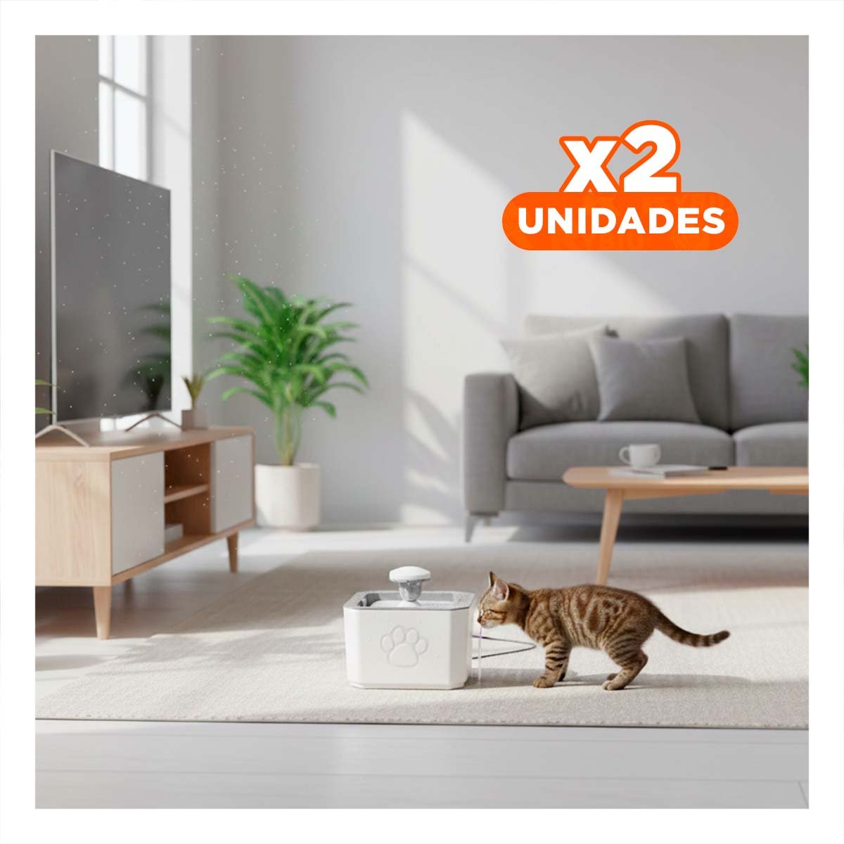 PACK2 FUENTE BLANCA Y PLOMO CON FORMA DE HUELLITA AGUA Y BORDES CUADRADOS Y+REGALO STICKER - 1