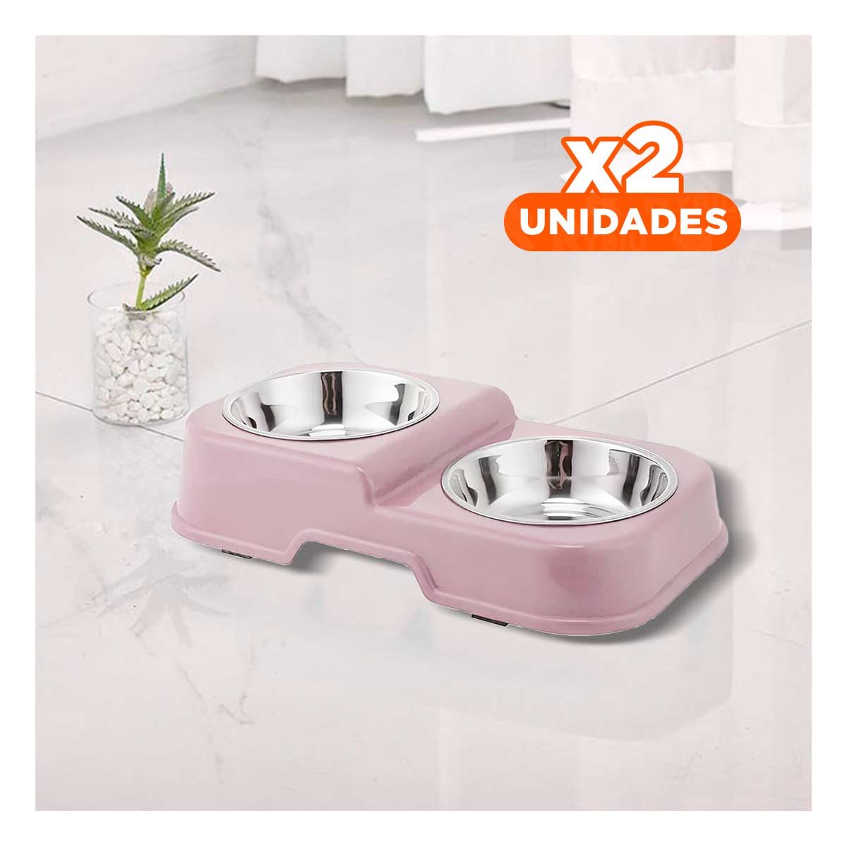 PACK2 PLATO EN COLOR ROSADO CON DOS NIVELES DOBLE Y PLATOS DESMONTABLES FACIL Y+REGALO STICKER - 1