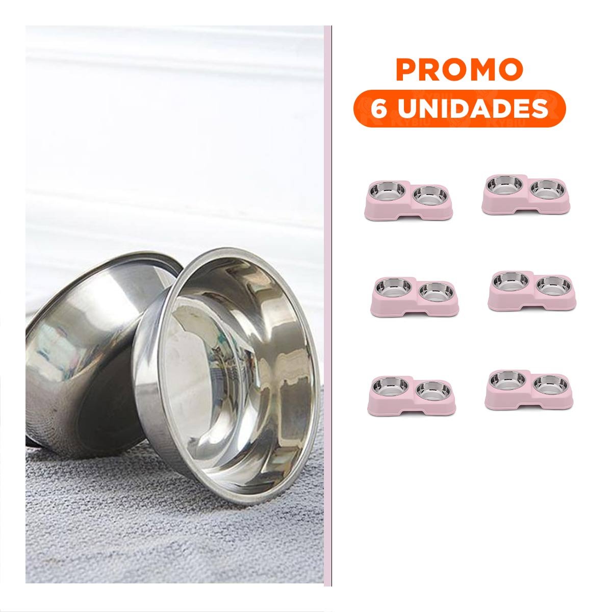 PACK6 RECIPIENTE EN COLOR ROSADO CON DOBLE PLATOS DESMONTABLES Y DOS NIVELES COMODO - 1