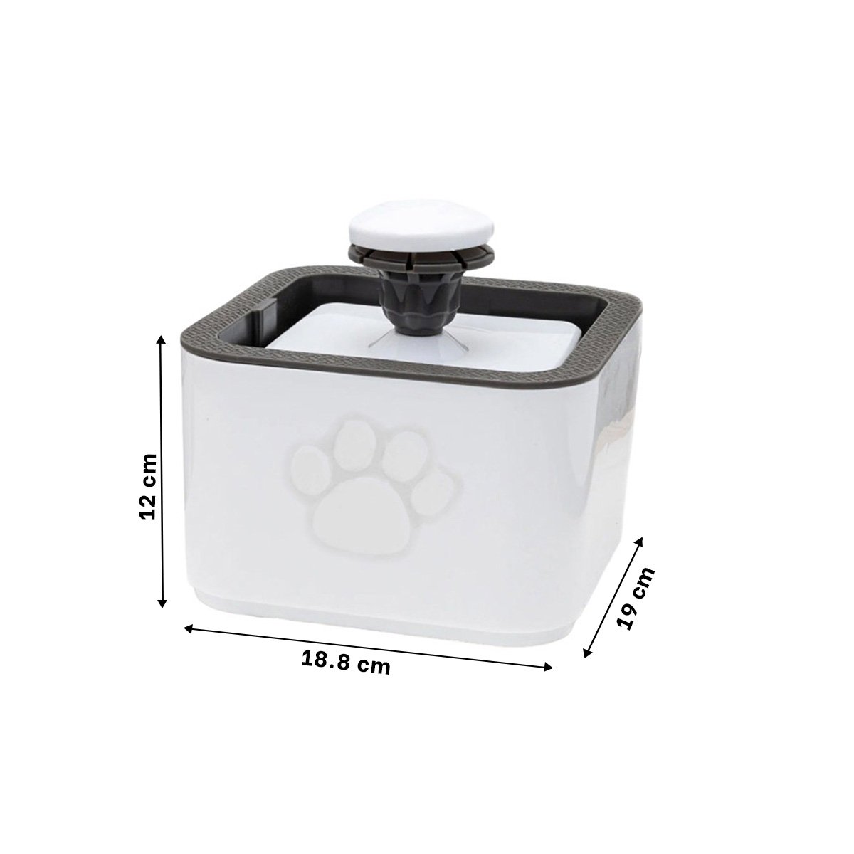 PACK6 FUENTE CUADRADA CON AGUA Y FORMA DE HUELLITA BLANCA Y PLOMO PARA MASCOTAS - 4