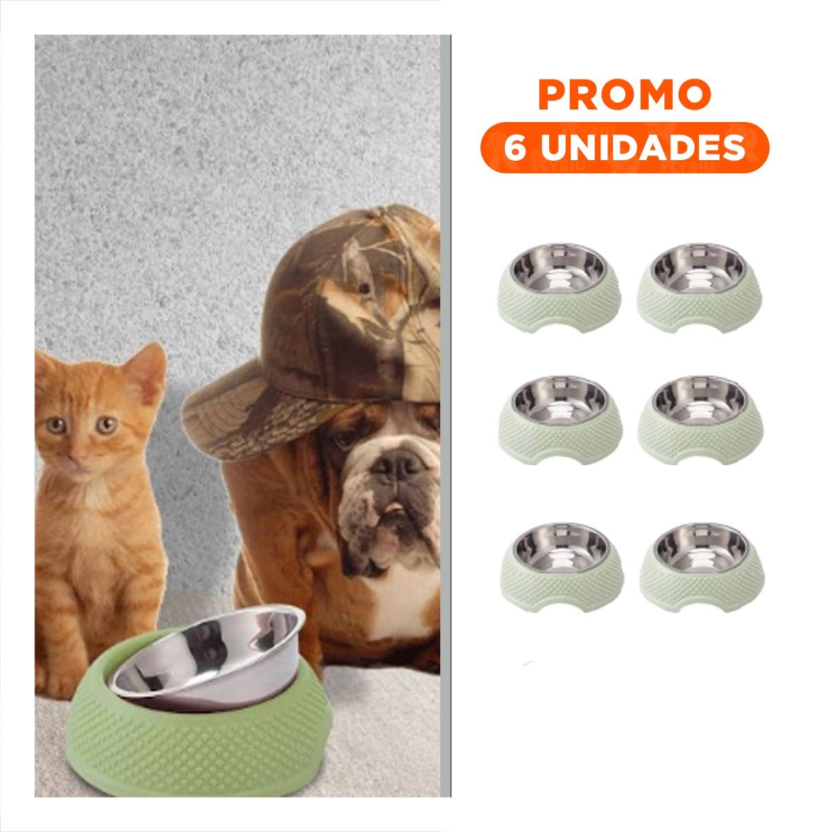 PACK6 RECIPIENTE VERDE PASTEL CON CORAZONES EN RELIEVE, ACERO Y DESMONTABLE COMODO - 1