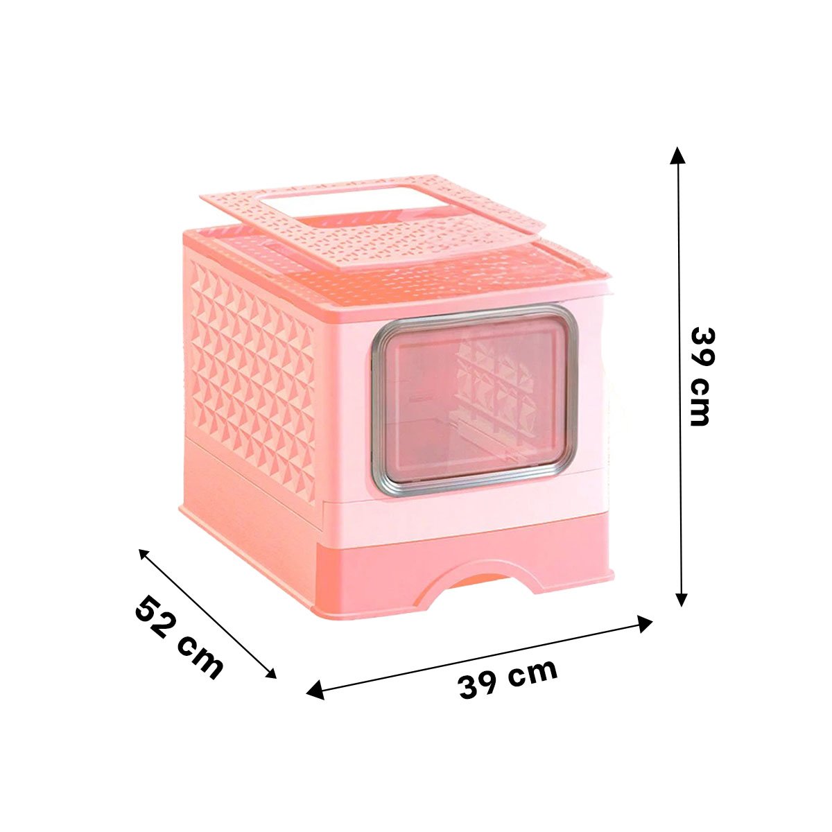 PACK2 ARENERO CON BANDEJA DESMONTABLE Y COMPARTIMENTO PARA ACCESORIOS EN COLOR ROSADO - 4