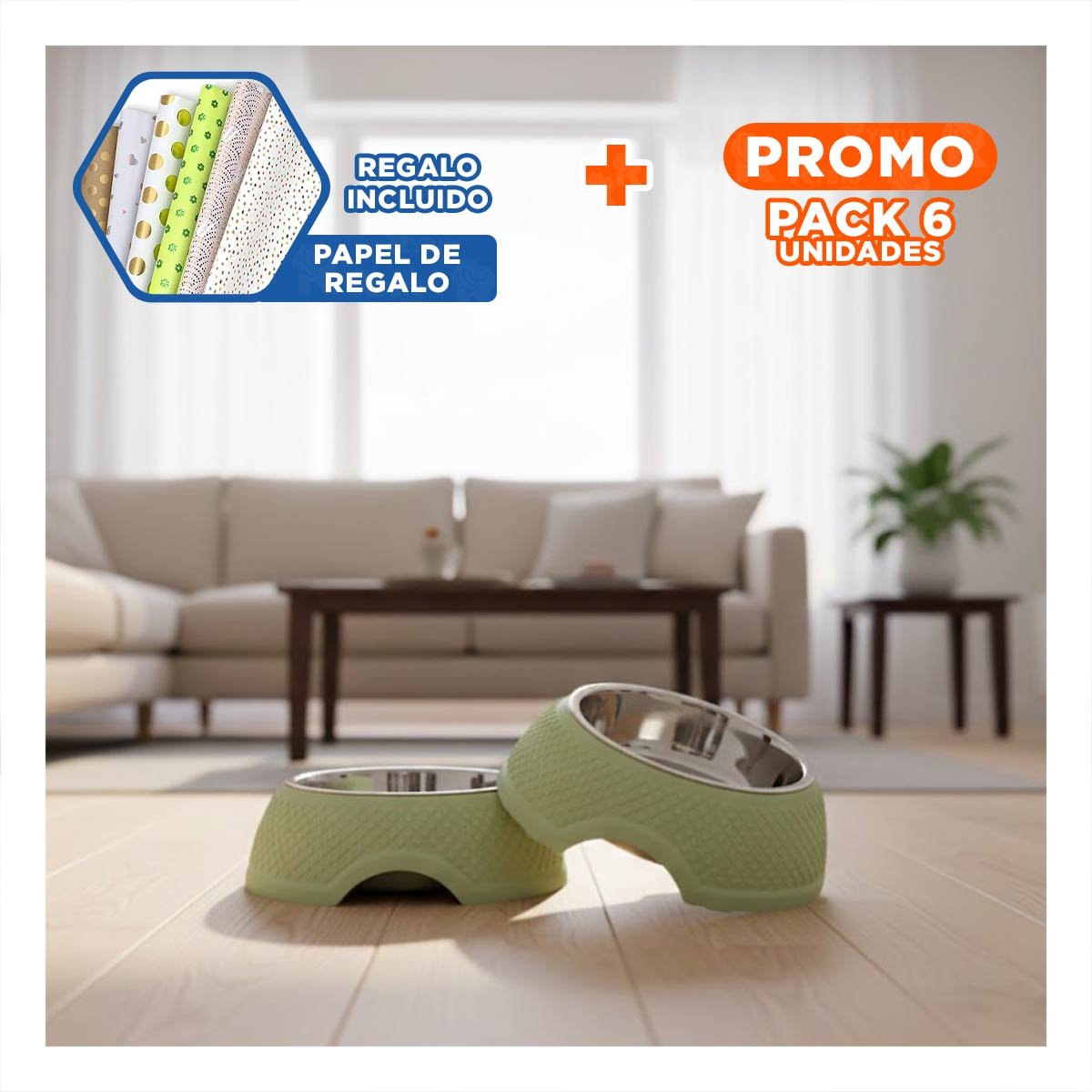 PACK6 BANDEJA VERDE PASTEL DE ACERO DESMONTABLE CON CORAZONES EN RELIEVE Y+PAPEL REGALO - 1
