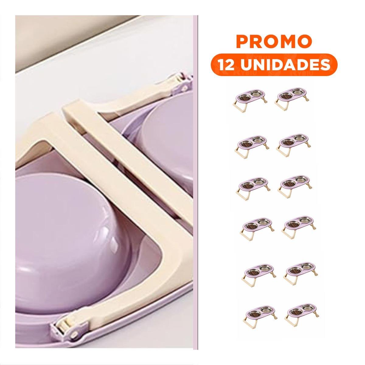 PACK12 BANDEJA DESMONTABLE EN COLOR LILA DOBLE Y ELEVADA PLEGABLE Y+REGALO STICKER - 1