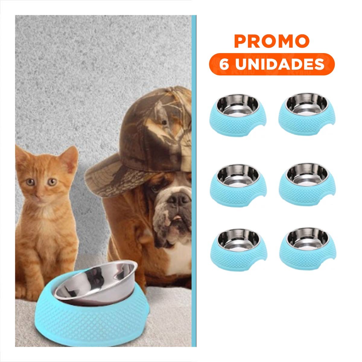 PACK6 RECIPIENTE CELESTE PASTEL CON CORAZONES EN RELIEVE, ACERO Y DESMONTABLE COMODO - 1
