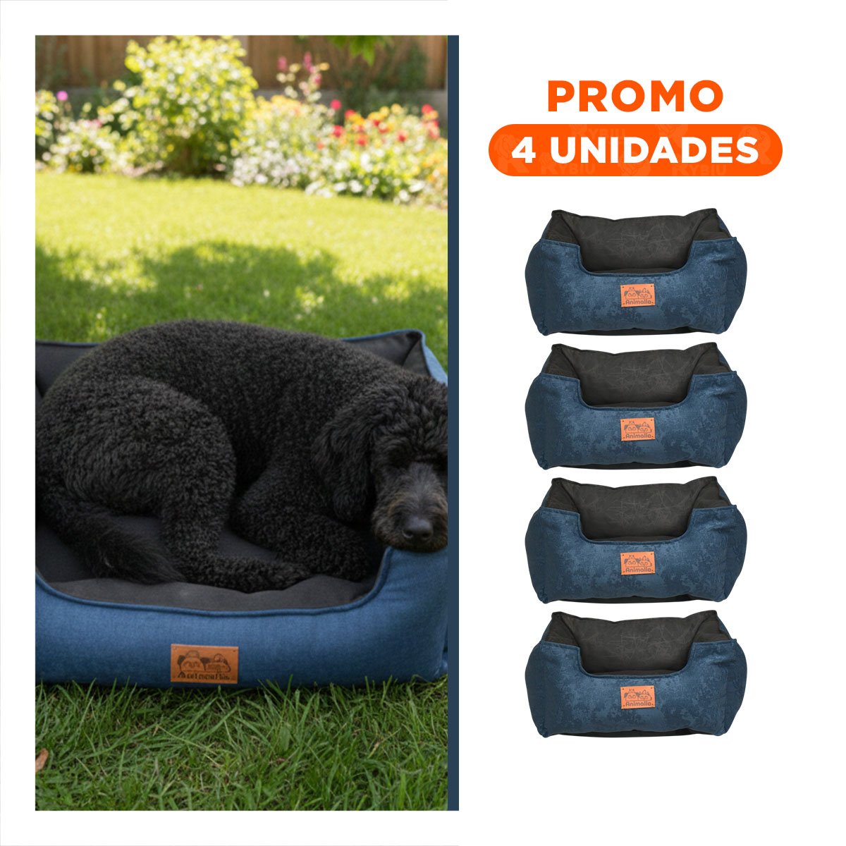 PACK4 NIDO EN COLOR AZUL LABRADO DE TALLA S CON CENTRO NEGRO PARA MASCOTAS Y+REGALO STICKER - 1
