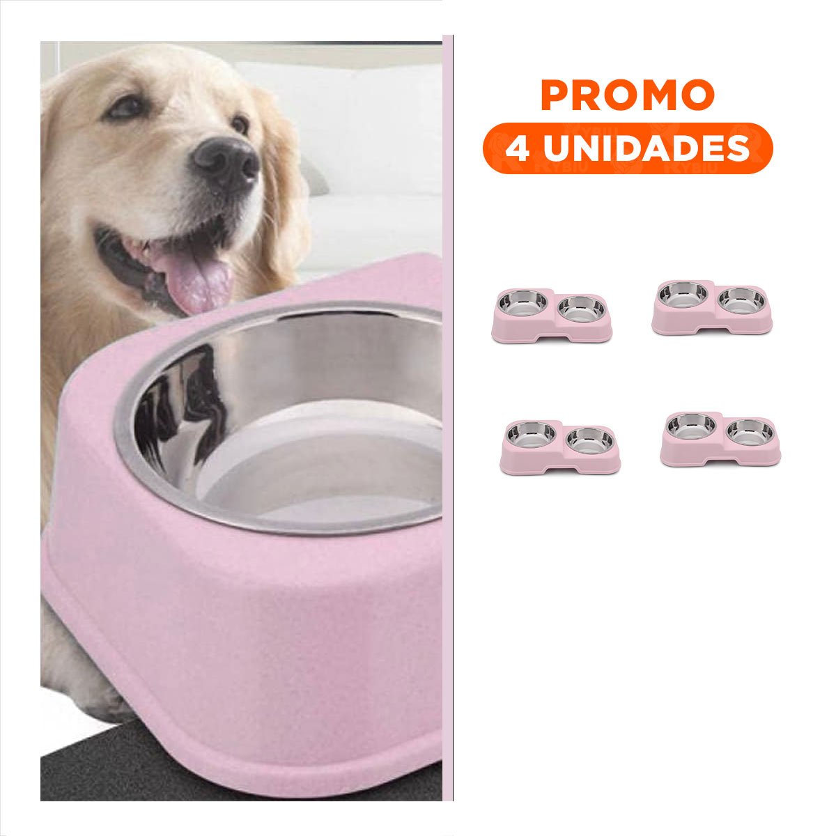 PACK4 RECIPIENTE DOBLE DE DOS NIVELES EN ROSADO CON PLATOS DESMONTABLES FACIL Y+REGALO STICKER - 1