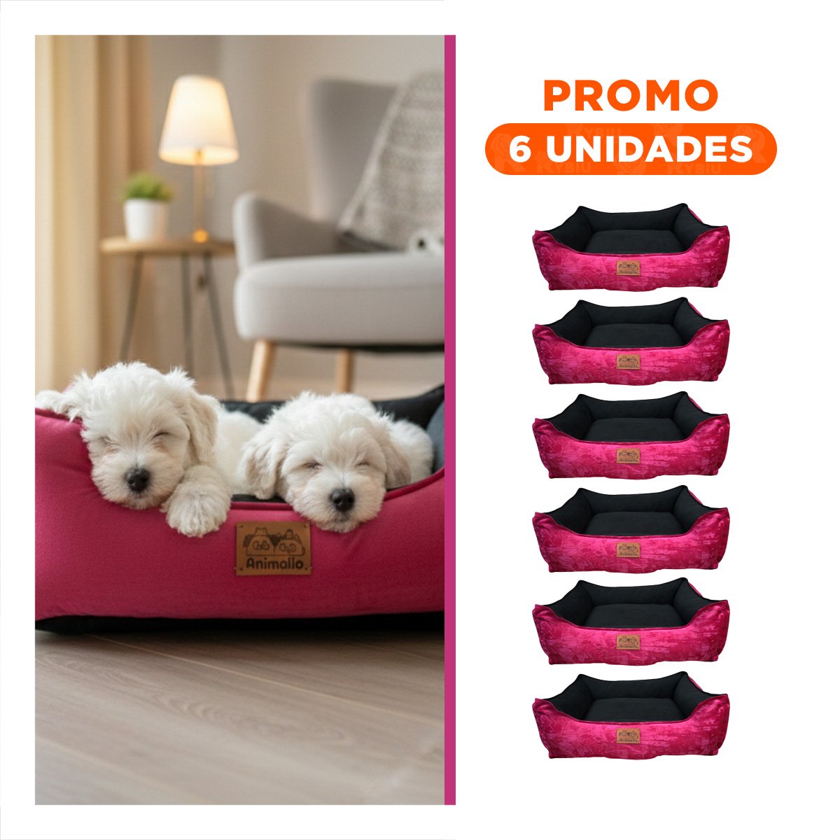 PACK6 SUPERFICIE FUCSIA PARA PERRO TALLA S CON CENTRO NEGRO - 1