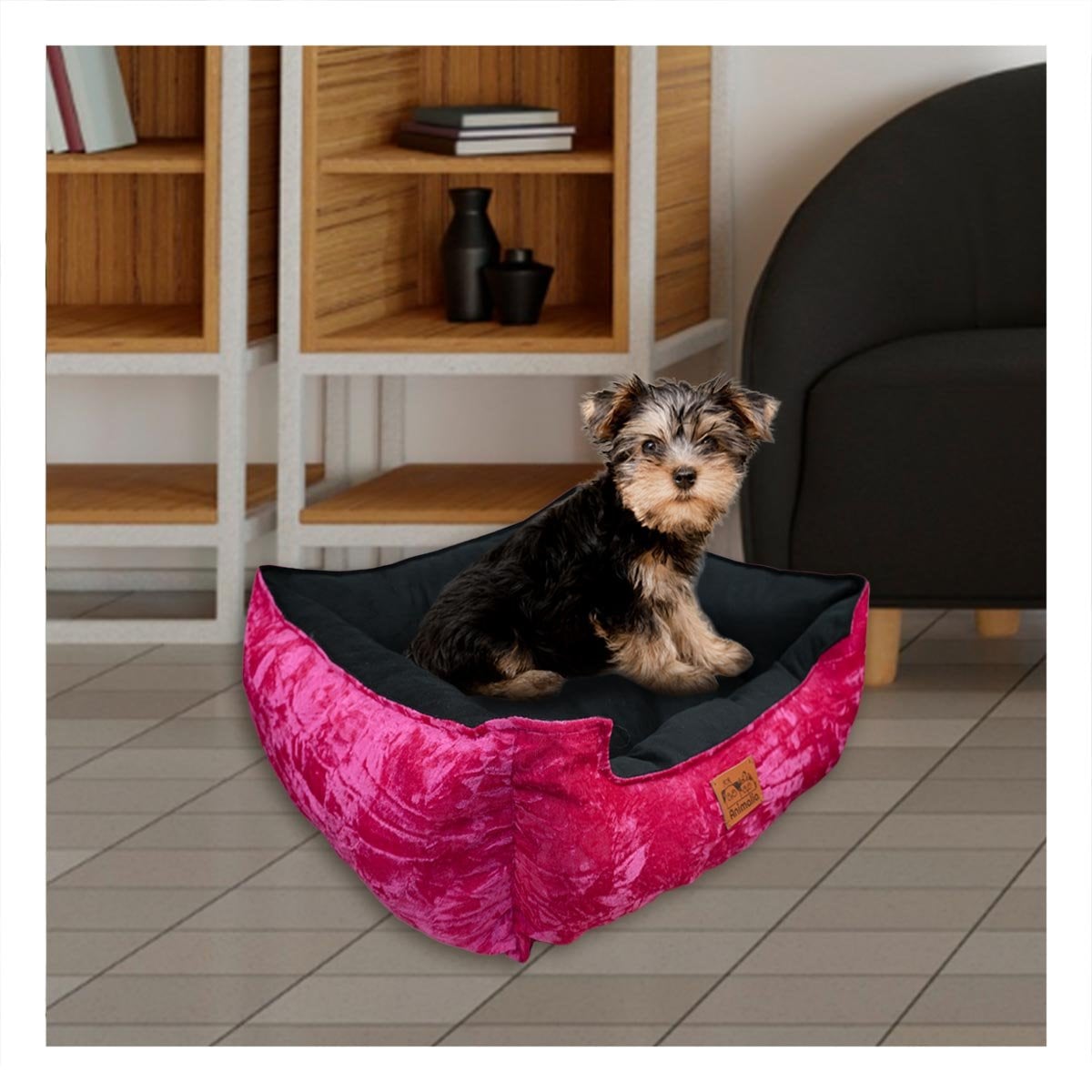 UNIDAD DE DESCANSO PARA PERRO TALLA S FUCSIA CENTRO NEGRO Y+REGALO STICKER - 5