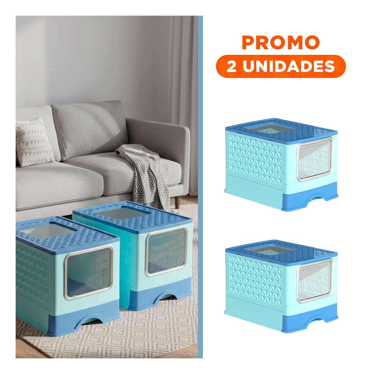 PACK2 ARENERO CON BANDEJA DESMONTABLE Y COMPARTIMENTO PARA ACCESORIOS EN COLOR CELESTE - 1