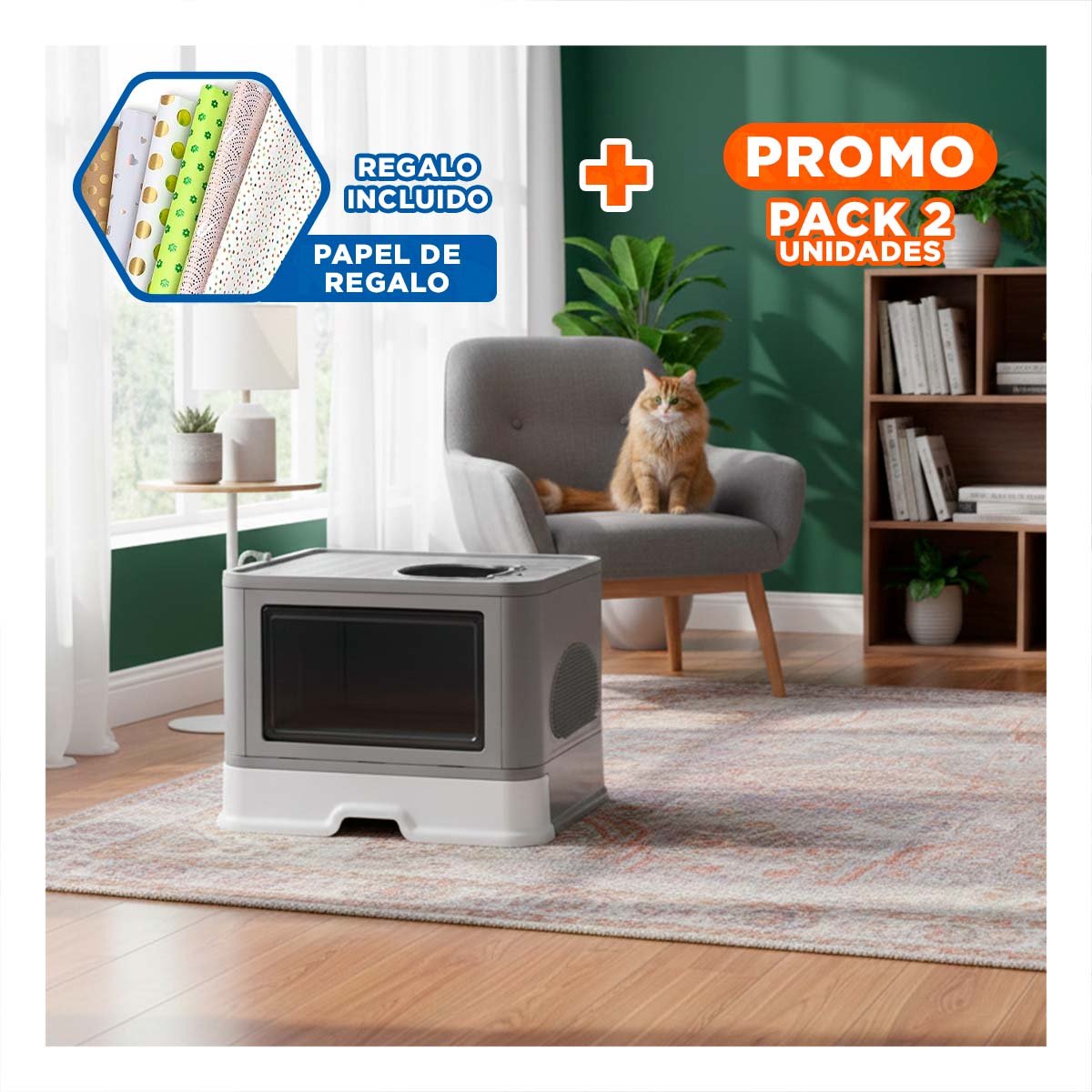 PACK2 ARENERO PLOMO CON PALA CERNIDORA, BANDEJA EXTRAIBLE Y TABLERO PARA RASCAR Y+PAPEL REGALO - 1