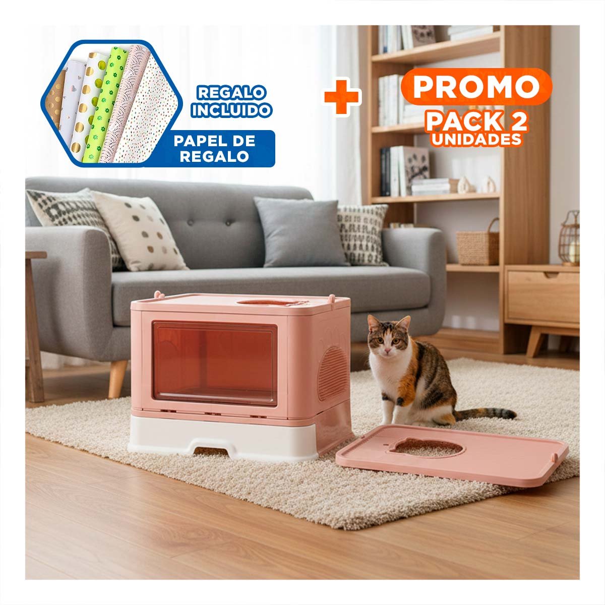 PACK2 CUBETA CERRADA EN ROSADO CON TABLERO PARA RASCAR Y SISTEMA INTEGRADO Y+PAPEL REGALO - 1