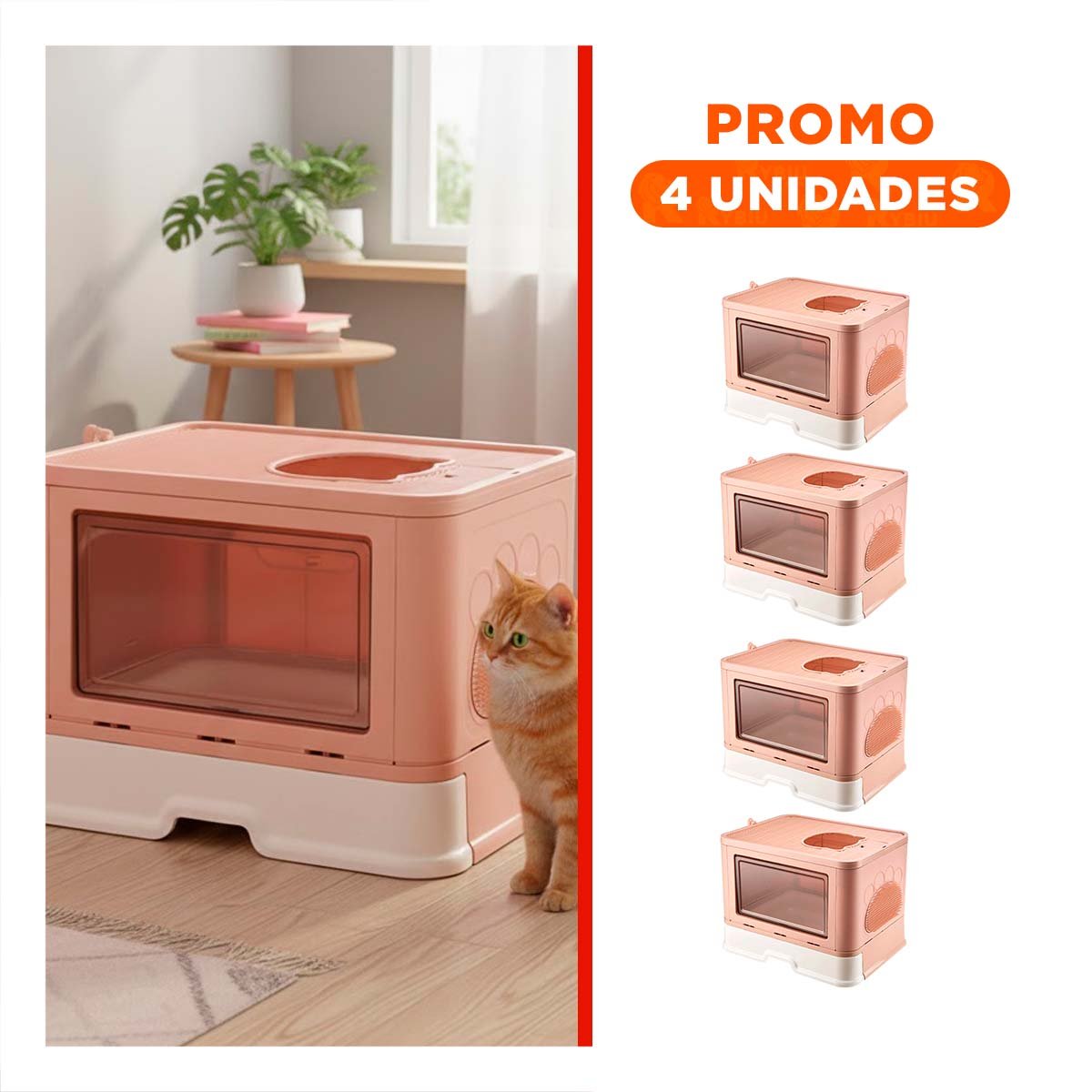 PACK4 CAJA CON PALA CERNIDORA EN COLOR ROSADO Y BANDEJA EXTRAIBLE INTEGRADA Y+REGALO STICKER - 1