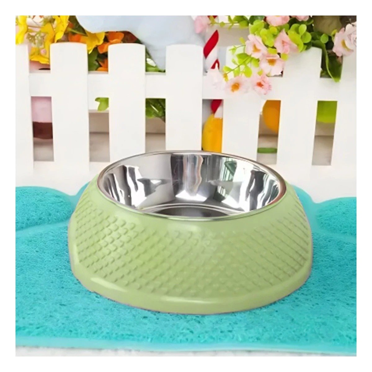 PACK4 PLATO DE ACERO VERDE PASTEL CON CORAZONES EN RELIEVE Y DESMONTABLE INTEGRADO - 2