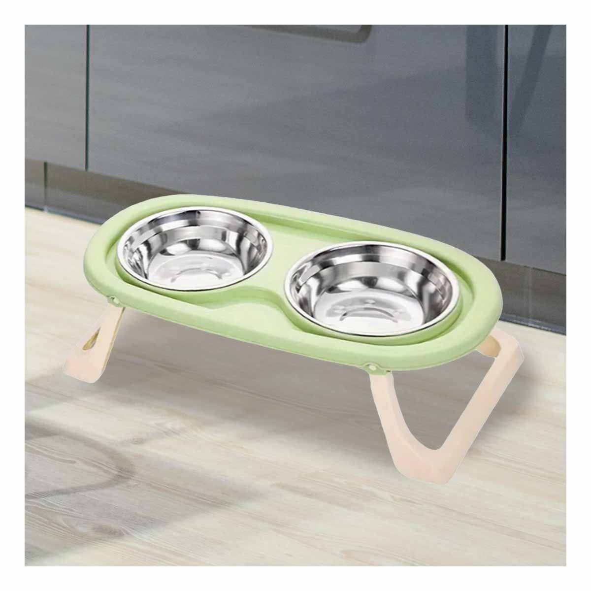 COMEDERO PLEGABLE EN COLOR VERDE ELEVADO DOBLE Y DESMONTABLE FACIL Y+LIGAS REGALO - 2