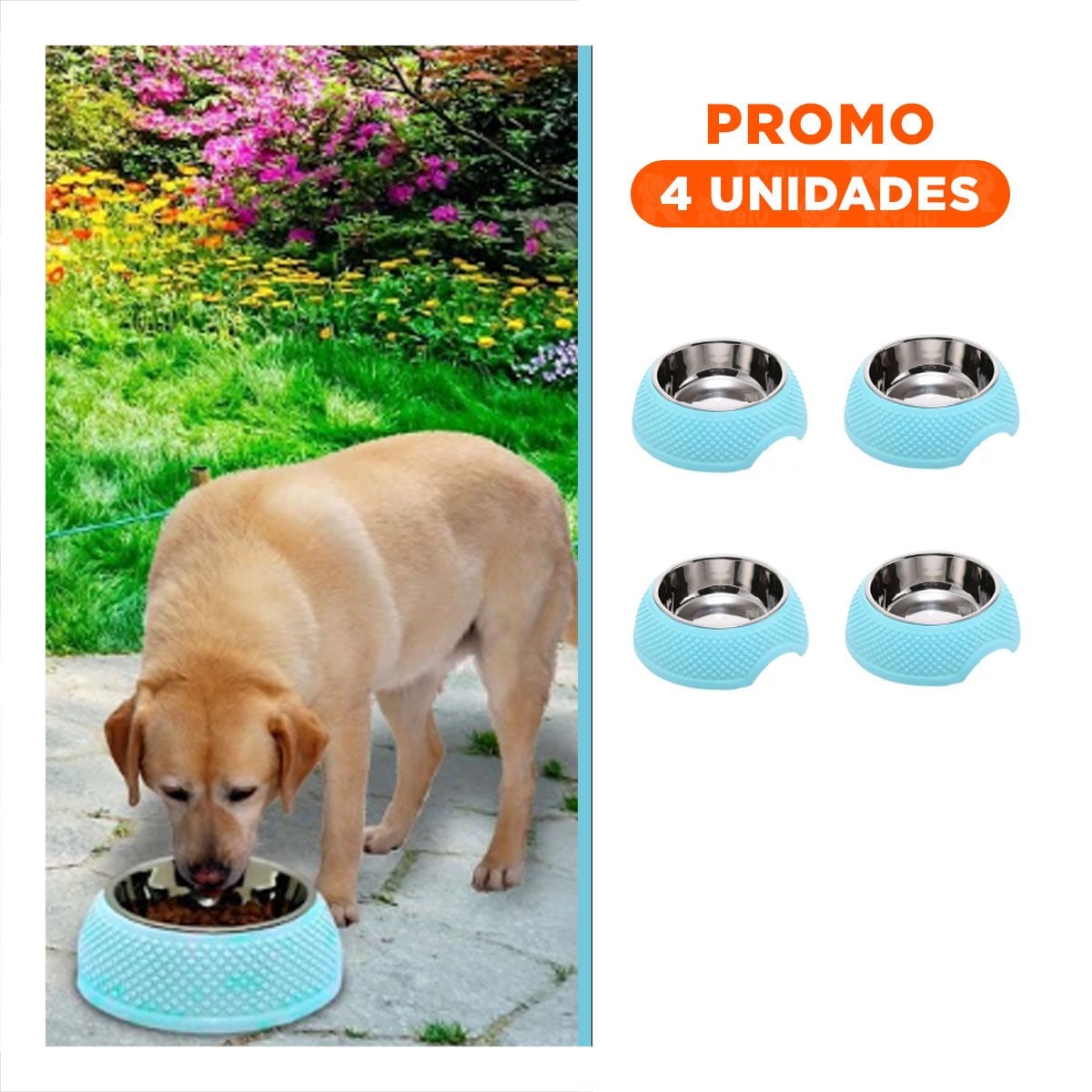 PACK4 RECIPIENTE DE ACERO CELESTE PASTEL CON CORAZONES EN RELIEVE Y+REGALO STICKER - 1