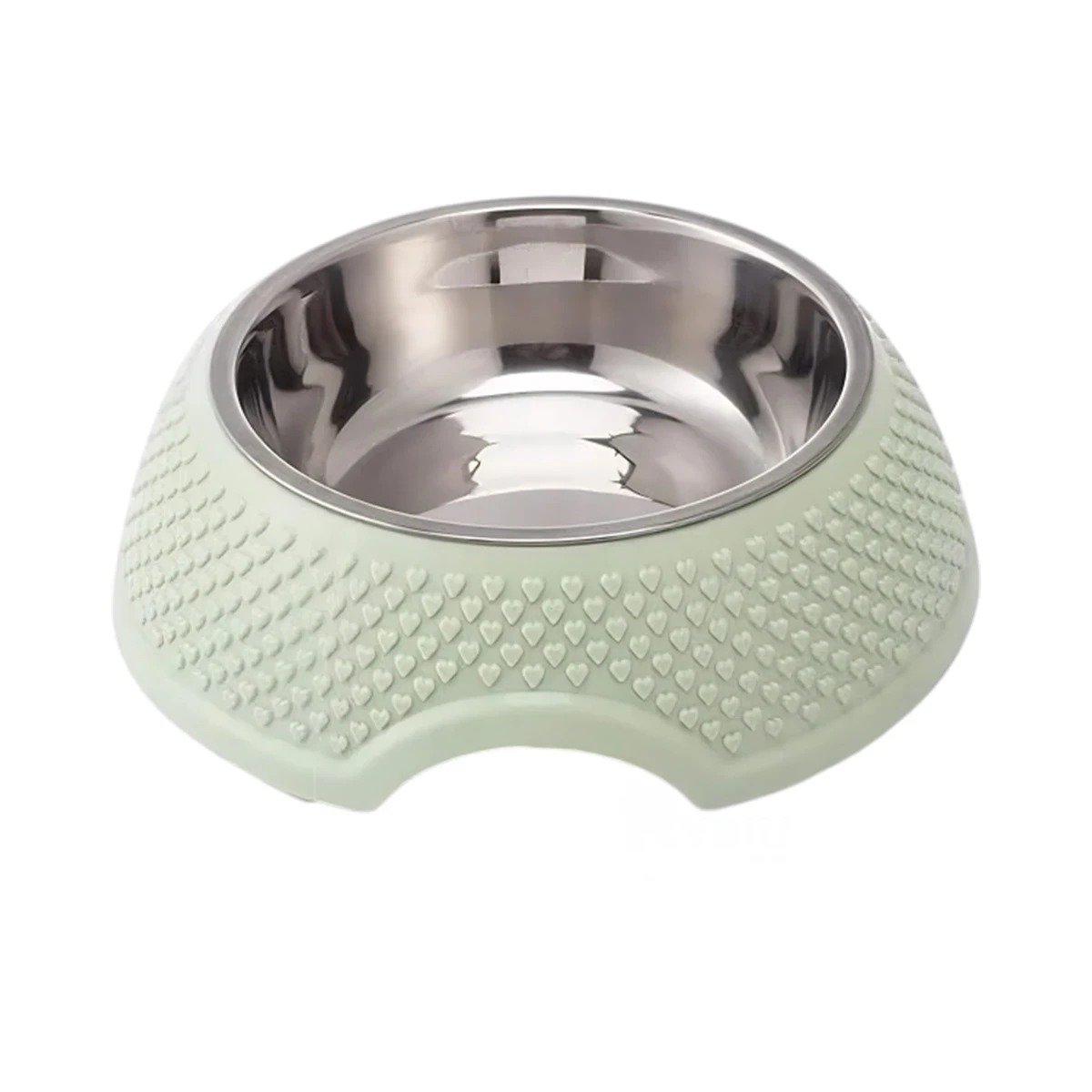 COMEDERO DE ACERO DESMONTABLE VERDE PASTEL CON CORAZONES EN RELIEVE Y+PAPEL REGALO - 1