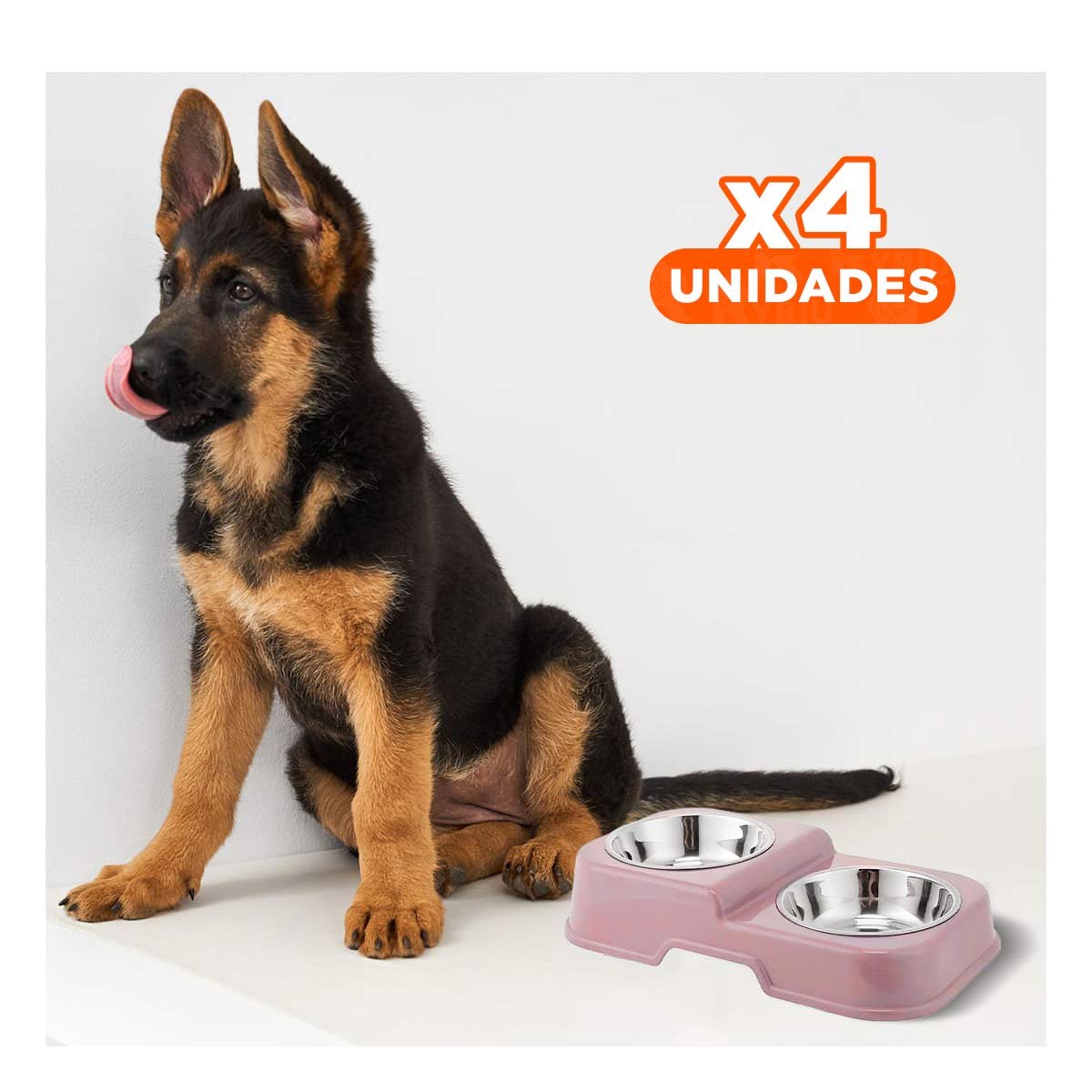 PACK4 PLATO DE DOS NIVELES EN COLOR ROSADO CON DOBLE PLATOS DESMONTABLES - 1