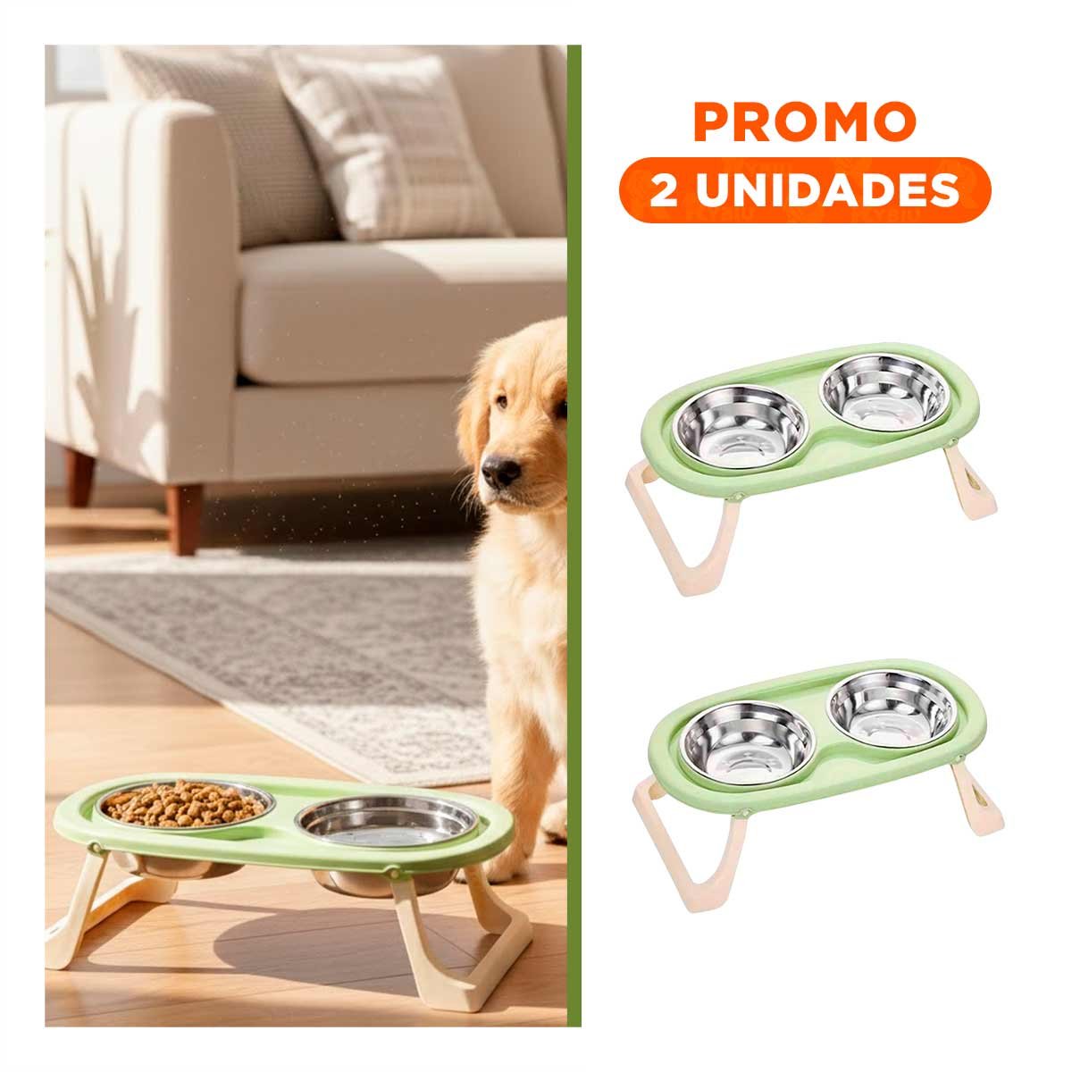 PACK2 PLATO EN COLOR VERDE PLEGABLE DOBLE Y ELEVADO CON SISTEMA DESMONTABLE - 1