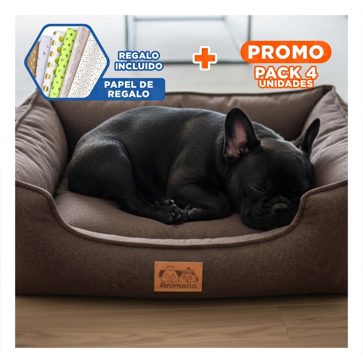 PACK4 ESPACIO MARRON PARA PERRO TALLA S CON COMPLETO Y+PAPEL REGALO - 1